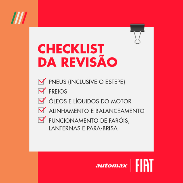 Checklist de revisão de férias da Automax
